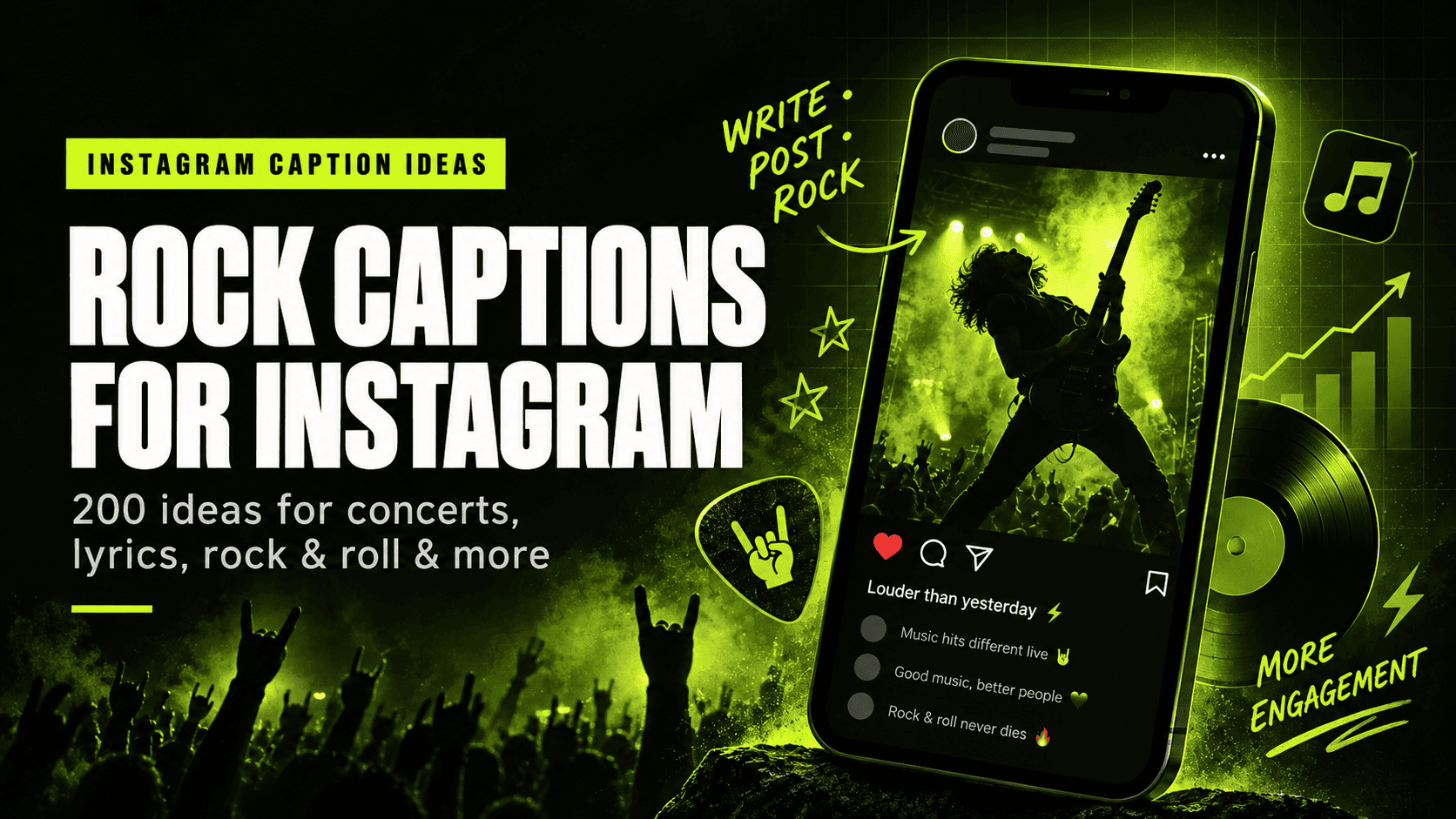 200 Rock Captions for Instagram - Music, Lyrics