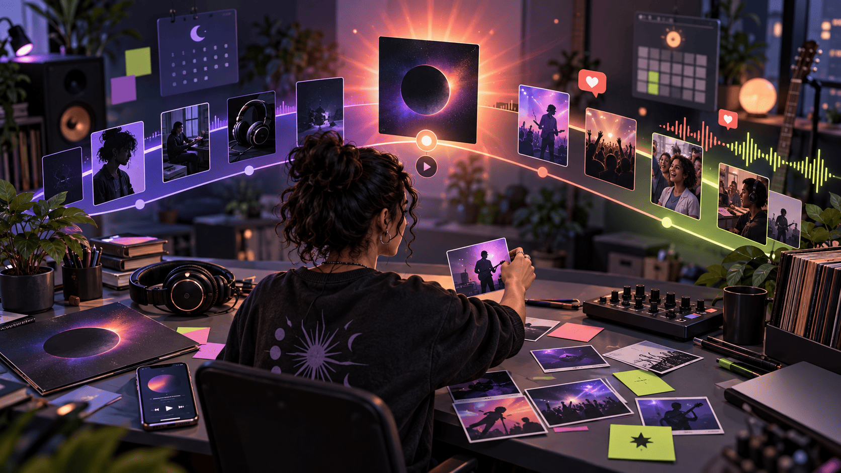 Musician planning Instagram content before, during and after a music release
