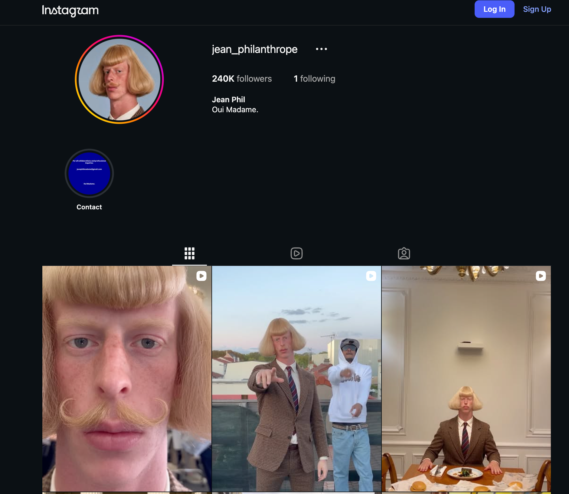 Jean Philanthrope Instagram profile